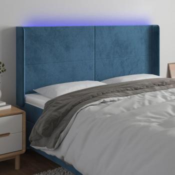 Cabecero LED de Terciopelo Azul Oscuro 183x16x128 cm con Iluminación Integrada
