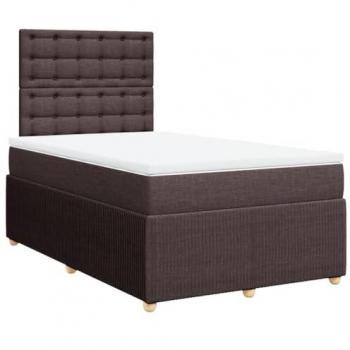 Cama box spring con colchón de tela marrón oscuro 120x200 cm