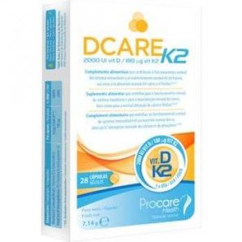 DCARE K2 Procare 28 Cápsulas de Vitamina D3 y K2 (2000 IU)