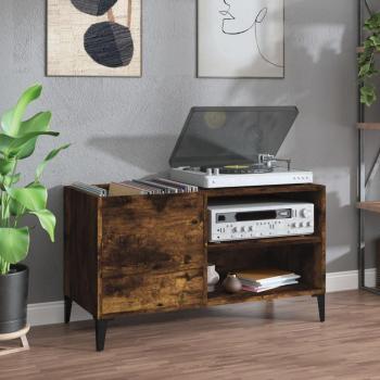 Soporte móvil de disco de roble humo 84,5x38x48 cm madera multicapa