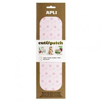 APLI - Papel Cut&Patch Estrella rosa pastel 3 hojas