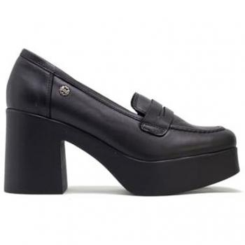 Mocasines de Piel Negra Para Mujer Porronet Laia con Tacón de 8,5 cm
