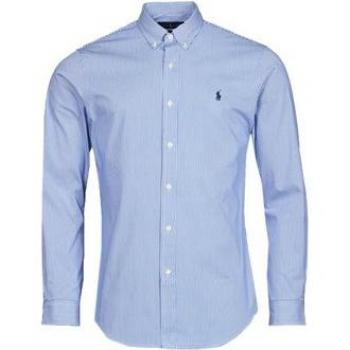 Polo Ralph Lauren ZSC11B Men's Long Sleeved Oxford Poplin Cotton Shirt Slim Fit in Blue, Size XS