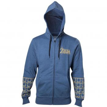 The Legend of Zelda Breath Of The Wild - Gold Game Logo Sudadera capucha con cremallera Azul jaspe XXL