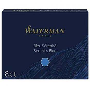 Waterman cartuchos de tinta para plumas estilográficas | largos | azul serenidad | paquete de 8