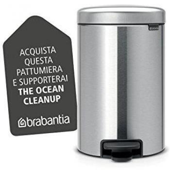 NewIcon Brabantia - Cubo de Basura de 12L con Pedal, Acero Mate Anti-Huellas, Color Fpp Inoxidable