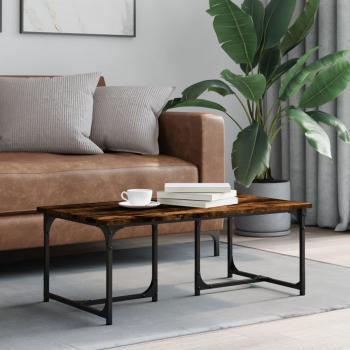 Mesa de centro de roble ahumado 90x50x35 cm madera multicapa y contrachapada Marrón