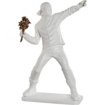 Figura Decorativa Blanco Dorado de Resina 41 x 24 x 66 cm