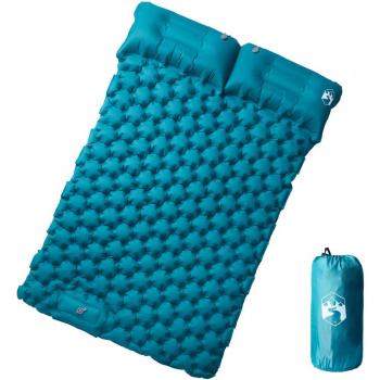 Colchón de camping autoinflable con almohadas para 2 personas color azul