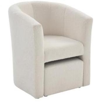 Sillón Cabrio y Puff en Tela Boucle Blanca JOVANA