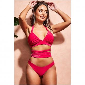 Goddiva Multi Tie Bikini - Cerise, Women's Multi Tie Bikini in Pink, Size XL/2XL