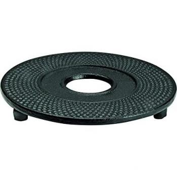 IBILI Reposatetera Plano de Hierro Fundido-Resistente al Calor-No daña Superficies-Incluye apoyos Antideslizantes, Negro, Redondo