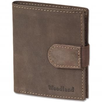 Woodland - billetera Super-compacto con XXL tarjeteros para 18 tarjetas de cuero de búfalo natural en Marrón oscuro/Taupe