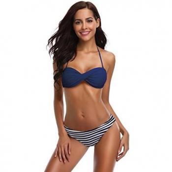 SHEKINI Traje de Baño de Dos Piezas Conjunto de Bikini Traje de Baño Floral Sexy Halter Bikini