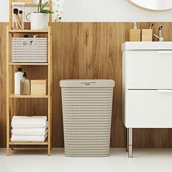 Cesto de lavandería COUNTRY 55L con tapa, plástico sin BPA, color cappuccino (42x32.2x57.7 cm)
