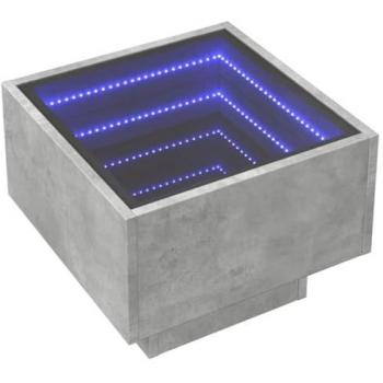 Mesa auxiliar con LED de madera de ingeniería en color gris hormigón, dimensiones 40x40x30 cm, capacidad de carga de 30 kg
