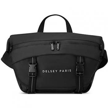 Bandolera Delsey Paris Raspail Negra XS con Compartimento para Laptop, Poliéster Reciclado, Compatible con Trolley