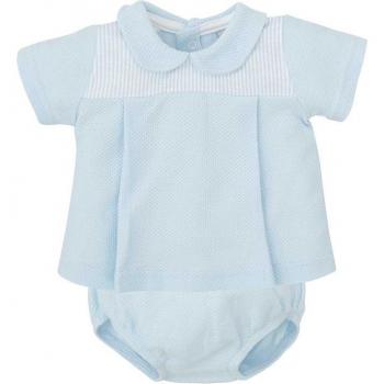 Conjunto de bebé niño en color celeste de algodón liso