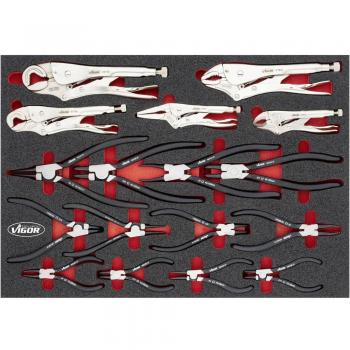 Juego de alicates VIGOR V6816N - Dimensiones: 563 mm x 393 mm x 35 mm - Número de herramientas: 17