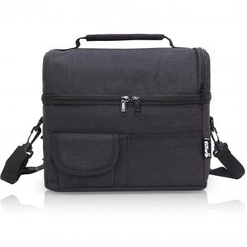 PuTwo Insulated Lunch Bag 8L Leakproof Lunch Bag for Adults Lunch Bag for Kids Women Men Lunch Boxes Picnic Bags Lunch Cooler Bag Meal Prep Bag Bento Box Lunch Tote for Camping Travel - Black