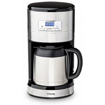 H.Koenig Cafetera de Goteo Programable, 10 Tazas, 1.2 Litro, 1000 W, Jarra Isotérmica, Acero Inoxidable STW26