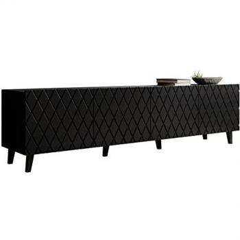 Mueble TV Charlotte 174, Negro, 4 Puertas, 200 x 52 x 42 cm