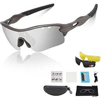 DUDUKING Gafas Sol Polarizadas Niño Adolescente Gafas de Sol Deportivas UV 400 Protección Gafas con 3 Rodajas De Lentes Intercambiables para Ciclismo Correr Golf Beisbol Surf Conducción Esquiando