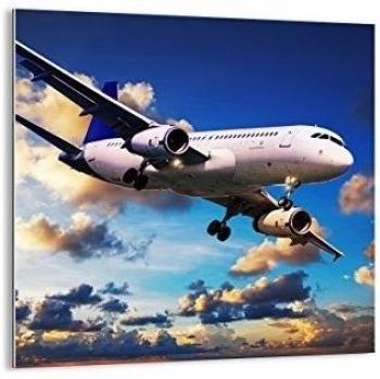 Cuadro sobre vidrio - Impresiones sobre Vidrio - Avión vuelo viaje vehículo - 70x70cm - Decoracion de Pared - Impresión en Vidrio - Cuadro en vidrio - Cuadro de Cristal - GAC70x70-2445
