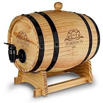 Mikamax – Wooden Barrel Dispenser – Barril Tradicional De Vino Y Whisky – Regalo Original – Traditional