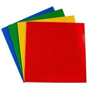 Strictly Briks - 4 Bases clásicas para Construir - para Hacer Torres, mesas y Mucho más - 100 % Compatible con Todas Las Grandes Marcas - 25,4 x 25,4 cm - Colores primarios