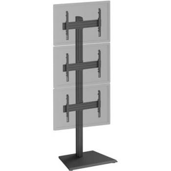 Soporte de Suelo para 3 Televisores de 40'' a 65'', Altura 240 cm, Color Negro