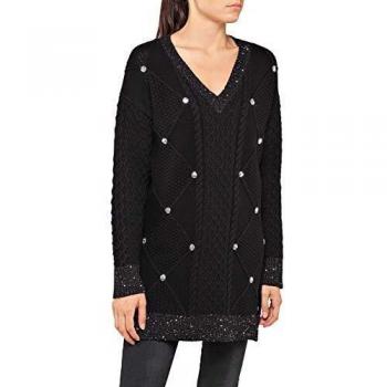 REPLAY Women's Shiny Studs Maxi Sweater Black in Size Medium