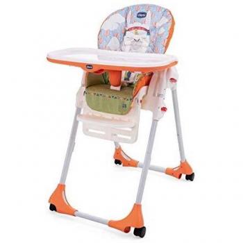 Chicco Polly Easy - Trona amplia, compacta y sencilla, 4 ruedas, para niños de 6 meses a 3 años, color naranja
