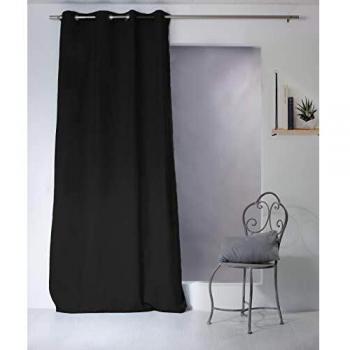 Cortina de Color Negro 100% Algodón con 8 Ojetes, Tamaño 135x240 cm, Certificación Oeko-TEX