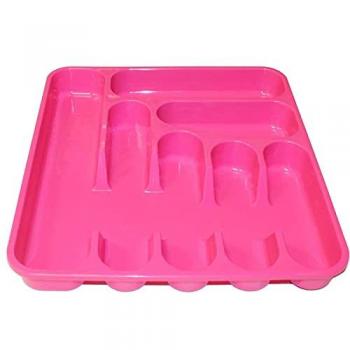 Bandeja organizadora de plástico Acan, color surtido, dimensiones 5 x 37,5 x 41,5 cm, recipiente para ordenación y almacenamiento de cubertería con compartimentos