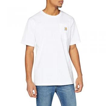 Camiseta de Manga Corta Carhartt K87 para Hombre, Ajuste Ligeramente Holgado, Tejido Grueso, Color Blanco, Talla XL