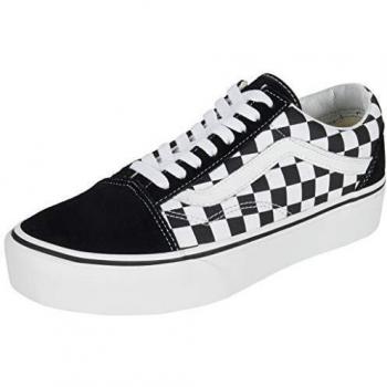 Vans Old Skool Platform Sneakers - Black/White Checkerboard, Unisex, Size 40