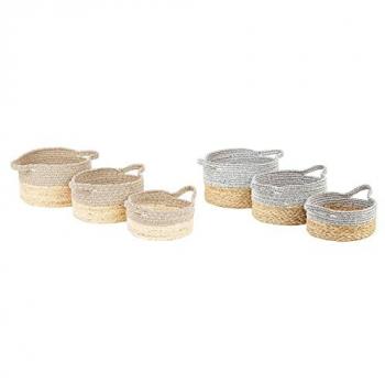 Juego de Cestas DKD Home Decor 27 x 27 x 16 cm Hierba marina (2 Unidades)