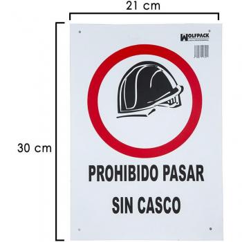 WOLFPACK LINEA PROFESIONAL Cartel Prohibido Pasar Sin Casco 30x21 cm.