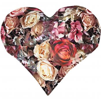 Apeltstoffe 3308 _ 35 x 40 _ FB. 30 corazón Almohada, algodón, Rojo, 35 x 40 x 10 cm