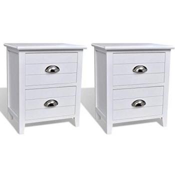 vidaXL Set de 2 mesitas de noche 2 cajones blanco muebles casa mesilla bricolaje