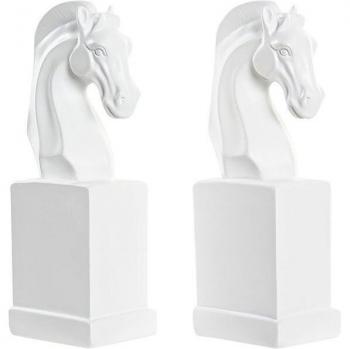 Sujetalibros Ajedrez Blanco Resina Caballo 10 x 7 x 24 cm
