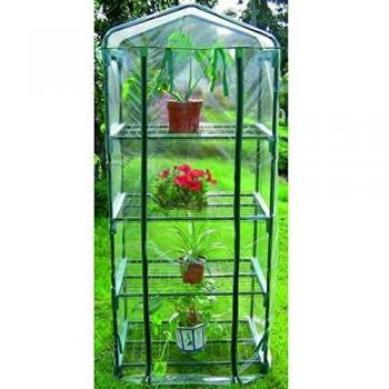 Invernadero de PVC Blinky con 4 estantes en forma de casita, 69x49x157 cm