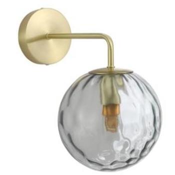 Aplique de pared dorado SUSANNE de metal y vidrio ahumado - 32 x 32 x 20 cm