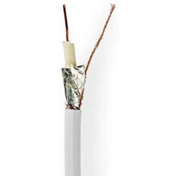 Cable Coaxial RG6T 100 m en Rollo Doble Apantallado Blanco