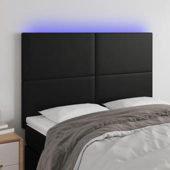 Cabecero LED Negro 144x5x118/128 cm en Cuero sintético con luces LED