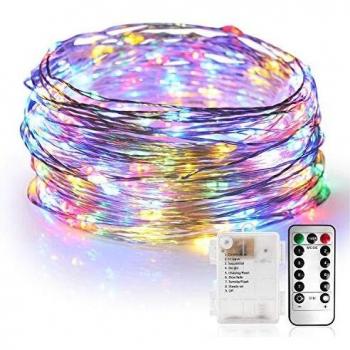 Cadena de Luces, Guirnalda de Luces 10M 100 LED Impermeable Línea de Plata de 8 Modos de Luz, con Control Remoto para Interior y exterior Lluminación DIY Party Fiesta Jardín Boda etc