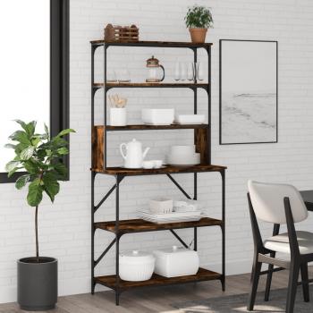 Estantería de Cocina 6 Niveles de Almacenaje en Madera Color Gris Sonoma, Negro y Roble Sonoma - Vidaxl 90x40x180 cm Marrón