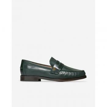Cole Haan - Mocasines de mujer clásicos de piel verde Lux Pinch Penny Loafer
