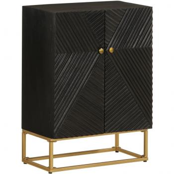 Armario negro de madera maciza de mango y hierro 55x30x76 cm